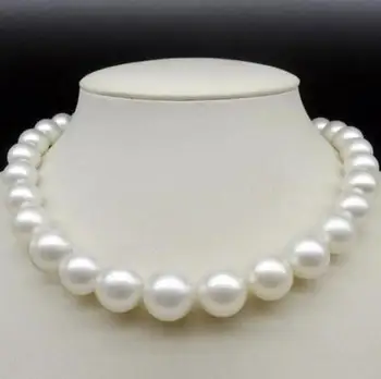 

HUGE 18"12-14MM NATURAL SOUTH SEA GENUINE WHITE ROUND PEARL NECKLAC