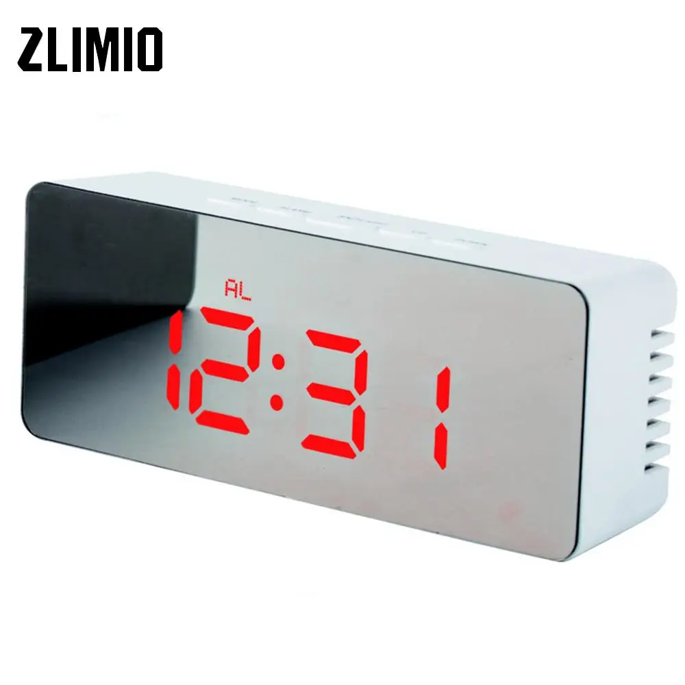 

Multifunction LED Mute Mirror Alarm Clock Digital Clock Display Time Led Light Table Desktop Alarm Clock