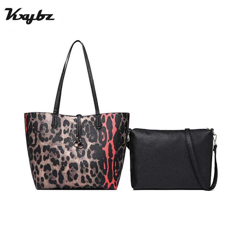 KXYBZ النساء حقيبة أزياء ليوبارد حقيبة يد كبيرة قدرة السببية حمل حقيبة كبيرة النساء حقيبة كتف مركب حقيبة 2 مجموعة مخلب 2019