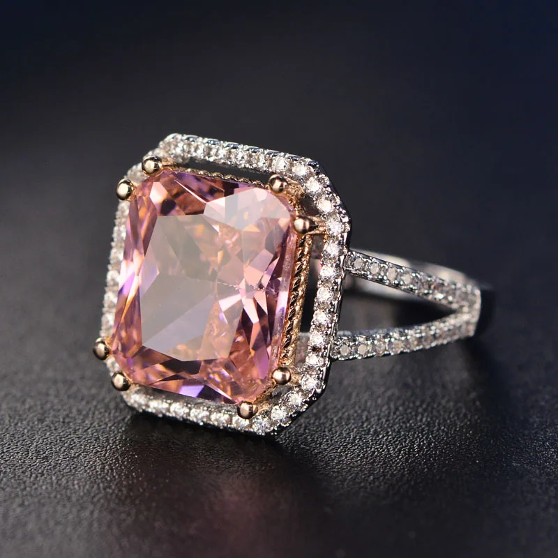 

Vintage Female Square Diamond Ring Luxury 18K Rose Gold Princess peridot Ring Gemstone Band Engagement Ring for Women Jewelry