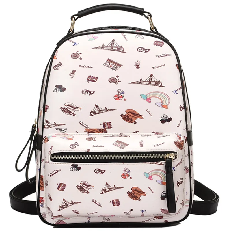 

College Backpacks Cute Cartoon Pattern Shoulder Waterproof Women Trendy Preppy Style Printing Student School Backpacks Sac A Dos