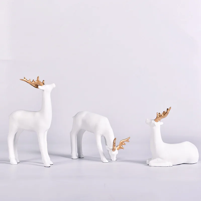 2018 Newest  Deer Apple Animal Luxury Resin Crafts home decoration accessories decoracion hogar House decorated statue veneers