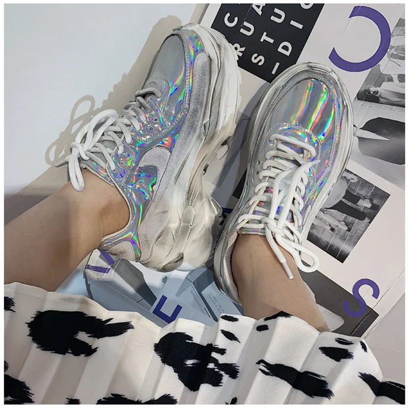 2019 Spring Autumn Shoes Women Platform Shoes Lady Lace Up Casual Pumps Creepers Harajuku Punk Sneakers Girl Female Silver Shoes 2019 Spring Autumn Shoes Women Platform Shoes Lady Lace Up Casual Pumps Creepers Harajuku Punk Sneakers Girl Female Silver Shoes