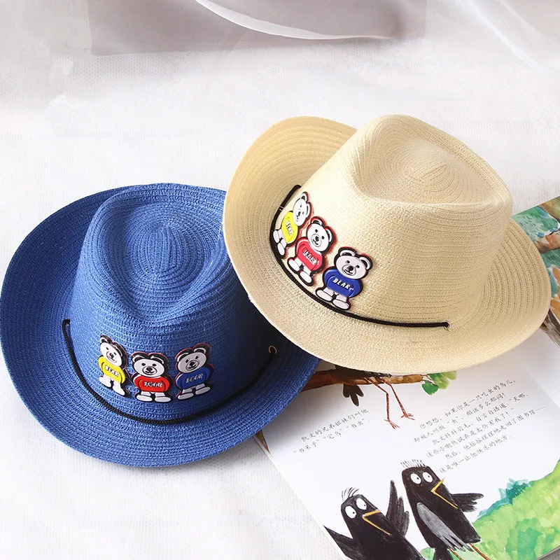 Детские шапки для мальчиков и девочек, кепки для детей, Мультяшные медведи, праздничные пляжные крутые шапки, милые уличные ковбойские детские шляпы от солнца, шапочки