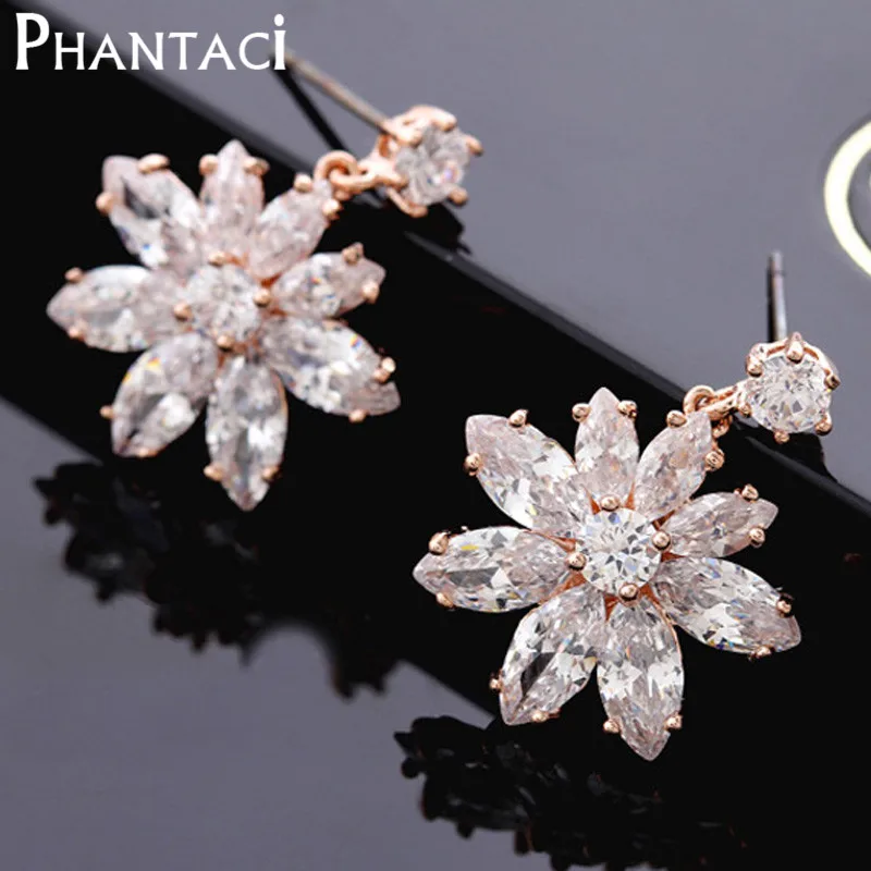 Brand Designer High Quality Genuine Gold Plated AAA Cubic Zirconia Stud font b Earrings b font