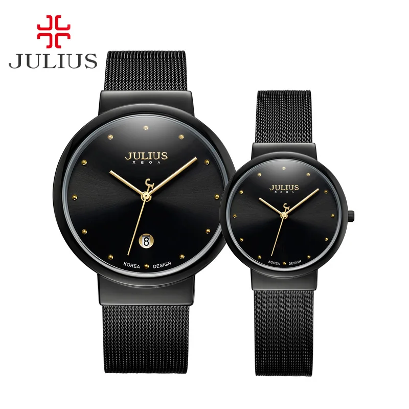 

5 Colors Women's Men's Watch Couple Lovers Fashion Hours Dress Bracelet Thin Stainless Steel Business Boy Girl Gift Box