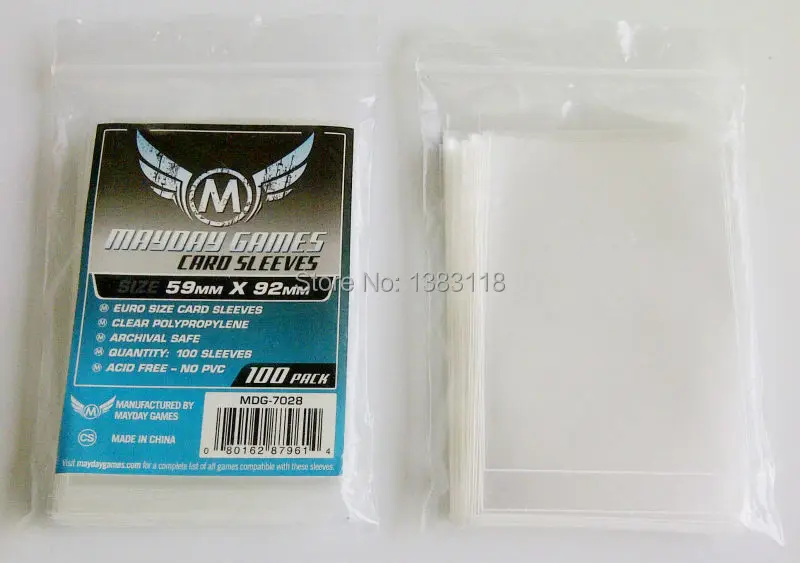 200pcs 2Packs/lot Transpoarent sleeves MDG 7028 for 59x92mm Euro Board