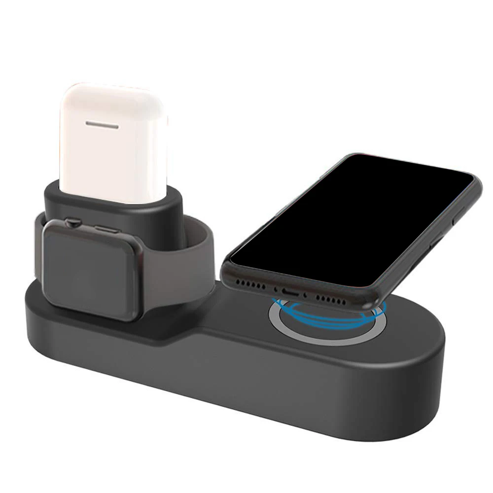New 4 in1 Fast Qi Wireless Charger Charging Pad for Apple