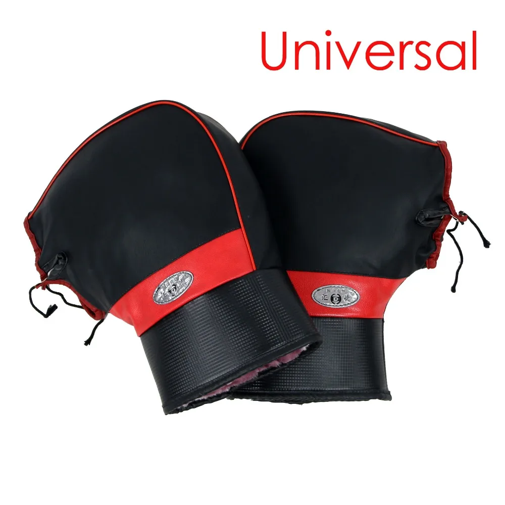 

2018 Quality Men New PU Leather Motorcycle motor Handlebar Muffs Snowmobile Waterproof Winter Hand Warm Covers Gloves Big size