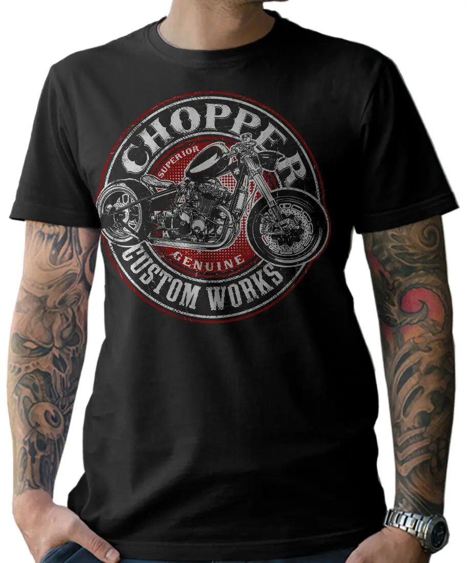 

Biker T-Shirt Motorcycle Chopper Oldschool Custom Motorrad In Summer of 2019 Pop Cotton Short Sleeve Man Tee Funny Tee Shirt