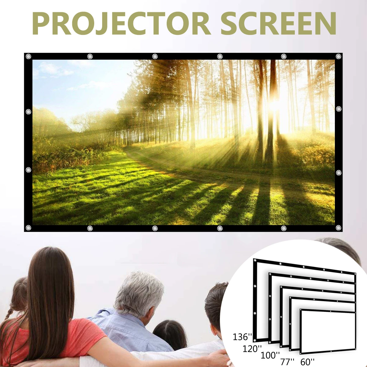 169 Portable Projector Screen Foldable Projection Screen Front & Rear