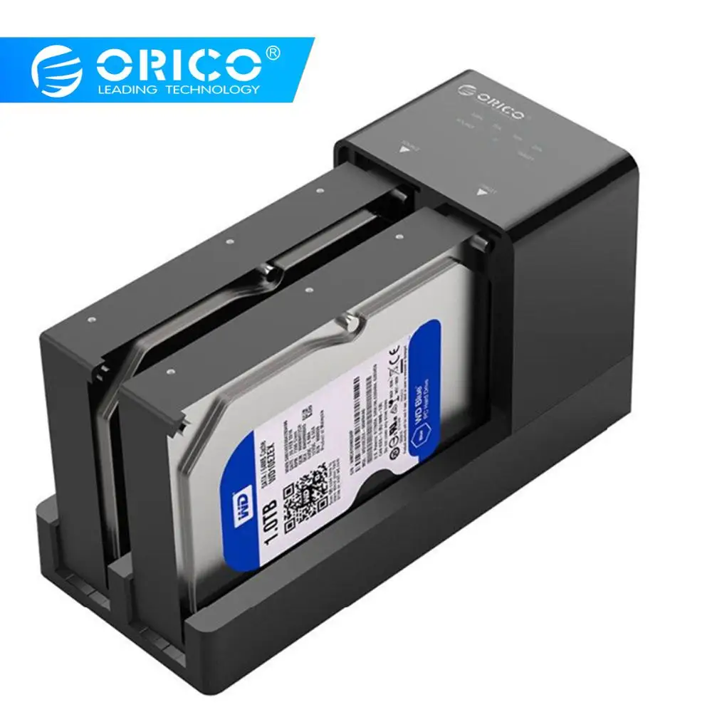 Док-станция ORICO с двумя отсеками для жесткого диска 2,5 3,5 USB 3,0 на Sata чехол для жесткого диска поддержка офлайн клона адаптер для жесткого диска для HDD SSD