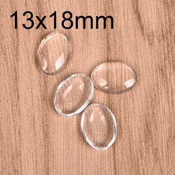 

50pcs/lot 13x18mm Oval Cabochons Transparent Glass Clear Flat Back for DIY Pendant Findings Jewelry Making Handmade Accessories