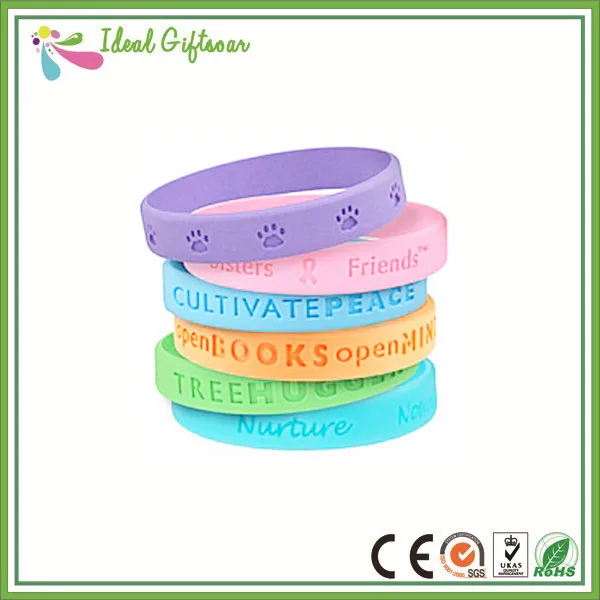 Customized Silicone Wristbands Debosse Silicone Bracelets, Debosse