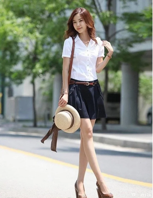 

Mr.nut high-end solid color short-sleeved spring summer white half-sleeved shirt women occupation temperament slim dress