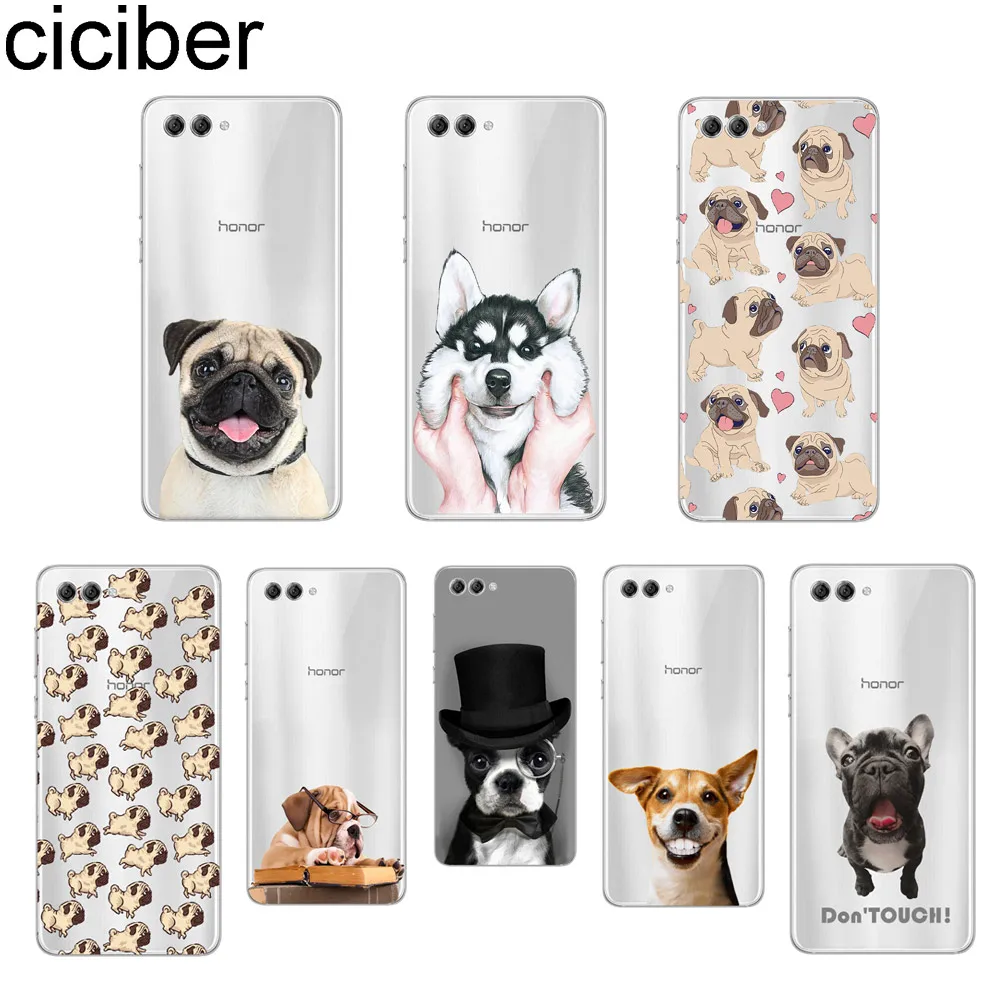 

ciciber Coque For Honor 8 9 10 X Lite Pro Lite Play TPU Clear Back Cover Soft Silicon Phone Cases Capa Funny Pug Dog Fundas