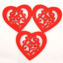 Размер: 12*11 см Романтический красное сердце войлочная ткань циновка чашки Милая миска площадку каботажное судно подарок ко Дню Святого Валентина 50 шт./лот SH059