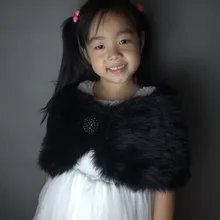 Белый цвет слоновой кости черный искусственный мех цветок шаль для девочки Свадебная накидка болеро шали накидка Формальное детское Болеро
