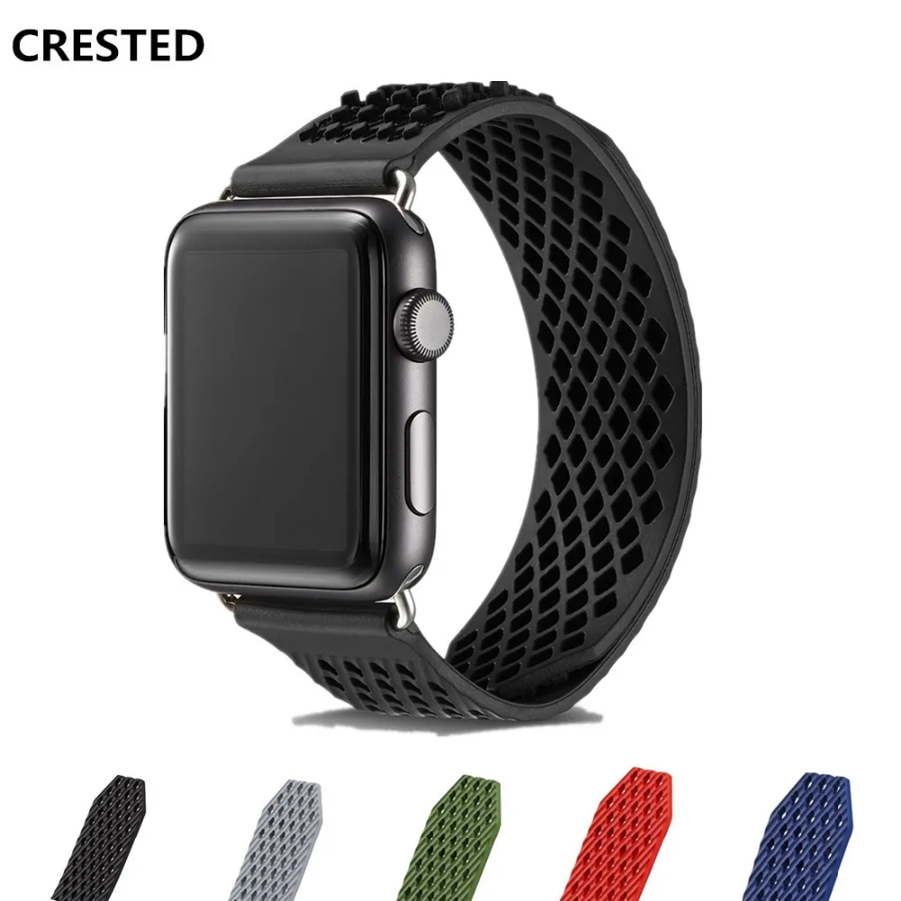 

Silicone Sport band For Apple Watch strap 4 44mm 40mm 42mm/38mm iwatch bands 4 3 2 1 weave rubbers wristbands bracelet belt