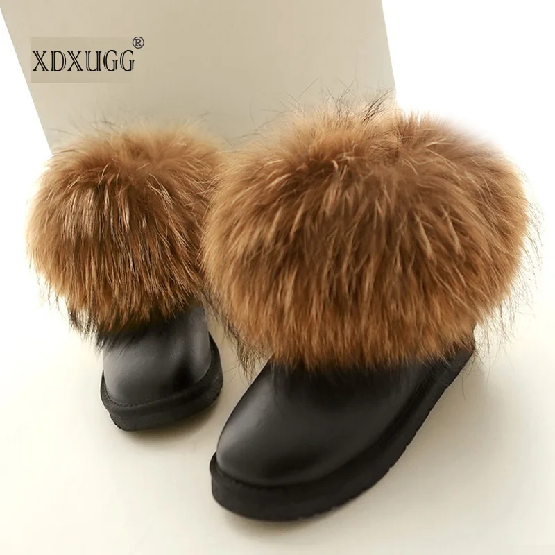 

12 colors Free shipping! High quality!Natural Wool Snow Boots Genuine Leather Women Boots Real Fox Fur winter warm ankle boots