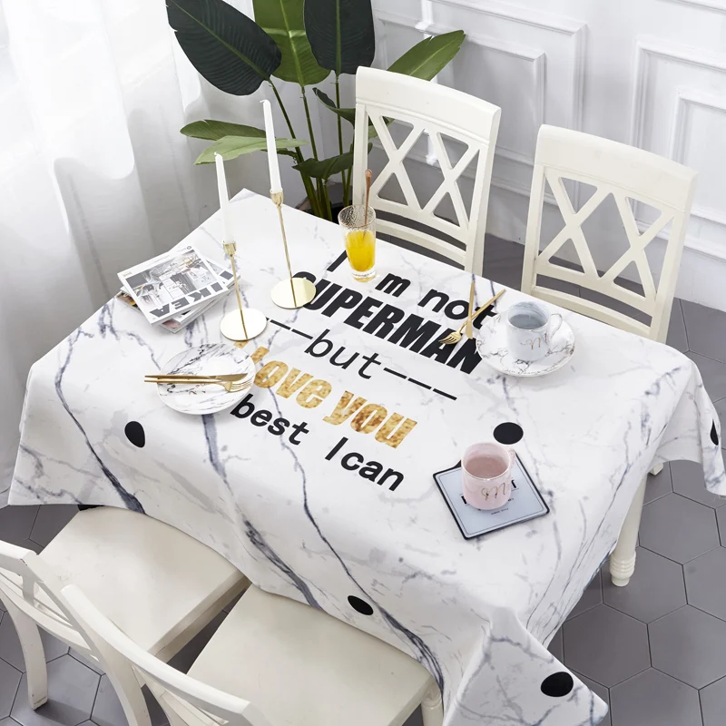 

iDouillet Marble Print Cotton Linen Tablecloth Stain Resistant/Spill-Proof/Waterproof Table Cover for Kitchen Dinning Decoration