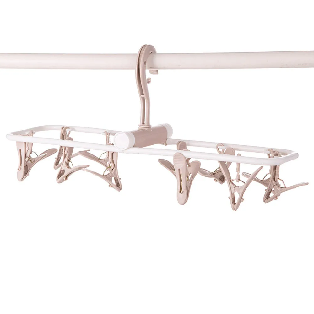 

12 Clip Folding Drying Rack Underwear Socks Clip Multi-functional Clothes Rack Storage Rack Sundries Organizer Home Hang Tools