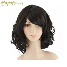 MapofBeauty 1" Короткие вьющиеся черные коричневые золотые синие белые жаропрочные волокна парики для женщин синтетические волосы косплей парик Peruca