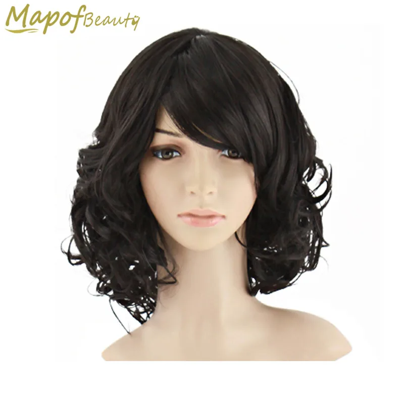 MapofBeauty 14 &quotКороткие вьющиеся черные коричневые золотые синие белые жаропрочные