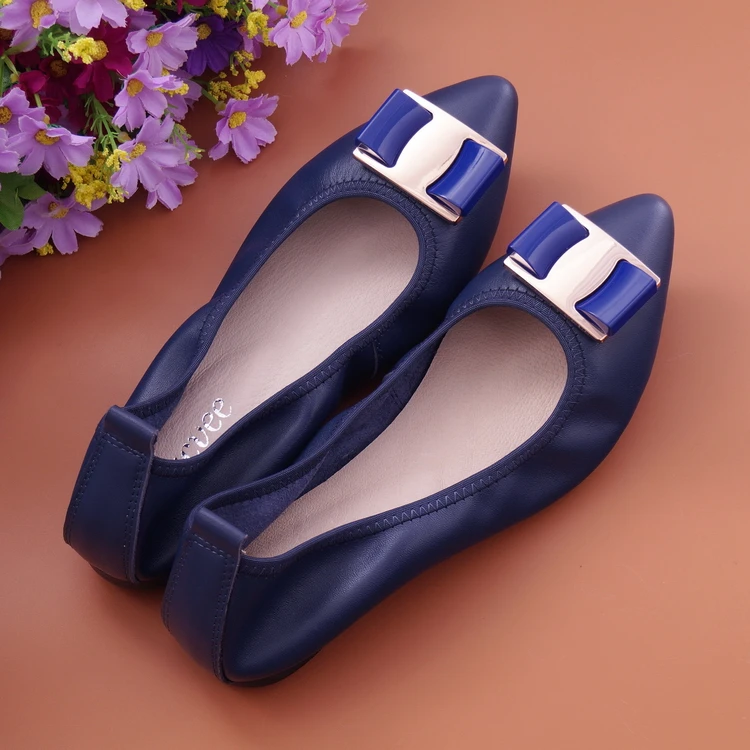 

NEW Balls Women's flat shoes designer pointed ballet Genuine leather Single shoes to dance Folding shoes