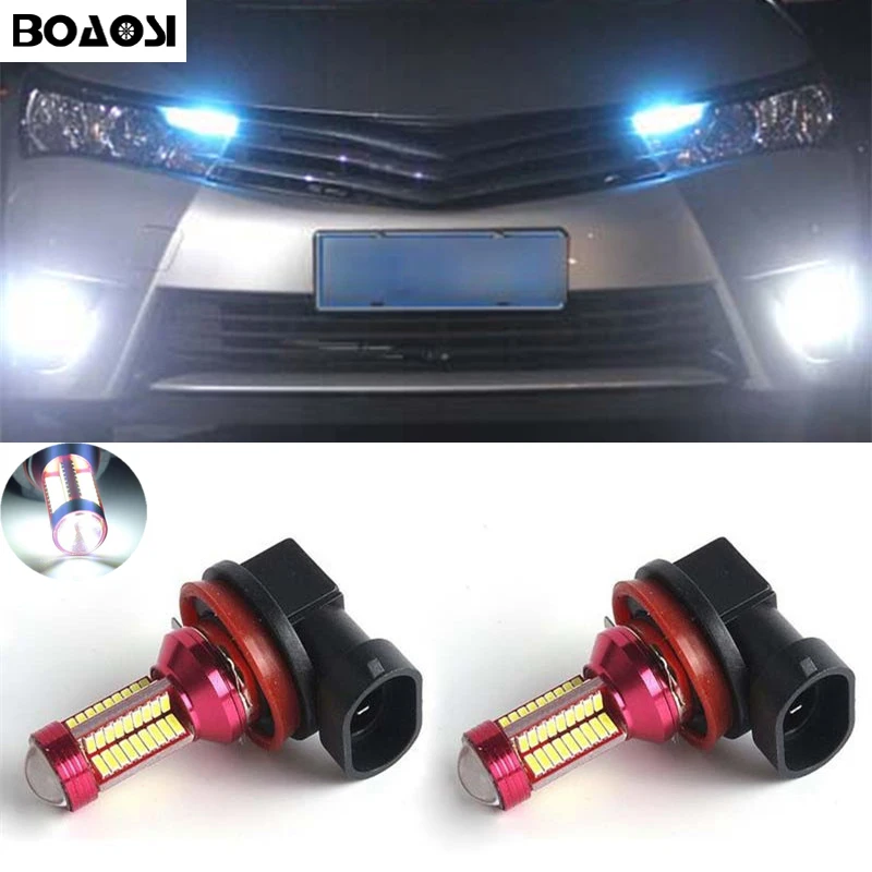 BOAOSI 2x H8 H11 White 4014SMD Canbus LED Fog Light Bulb For Toyota