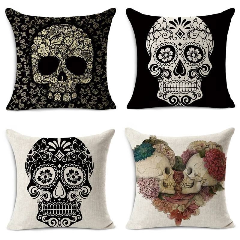 

Mexican Style Cushion Covers Skull Pattern Beauty 1 side Printing Car Rear Seat Home Sofa Decoration Throw Pillow Cases 45*45cm