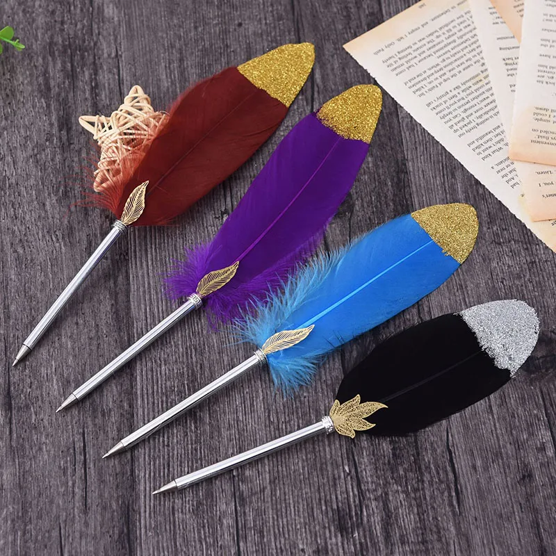 

1Pc Creative Pens Cute Feather Ballpoint Pens Kawaii Glittering Ball Pens For Writing School Office Supplies Novelty Stationery