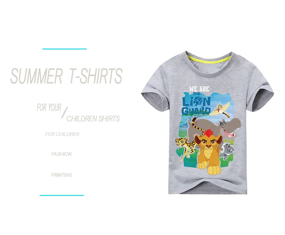 Новые футболки с короткими рукавами и принтом Симбы для мальчиков и девочек Детские футболки из хлопка с принтом льва, топы, одежда для детей TP024