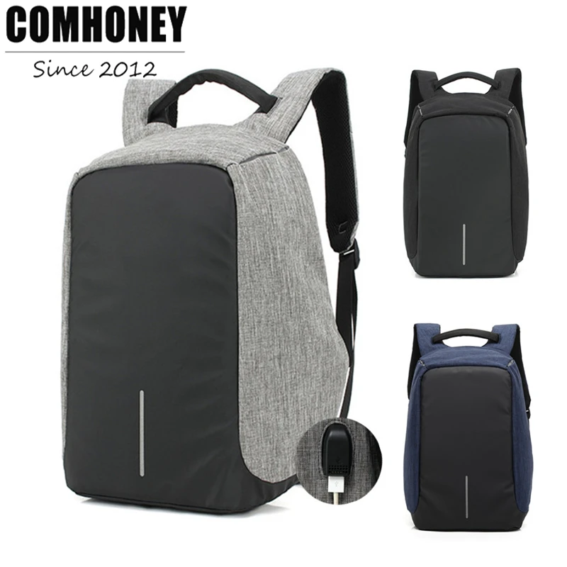 Functional Bag Antitheft Hidden Zipper Laptop Backpack Usb Charging Business Travel Bag