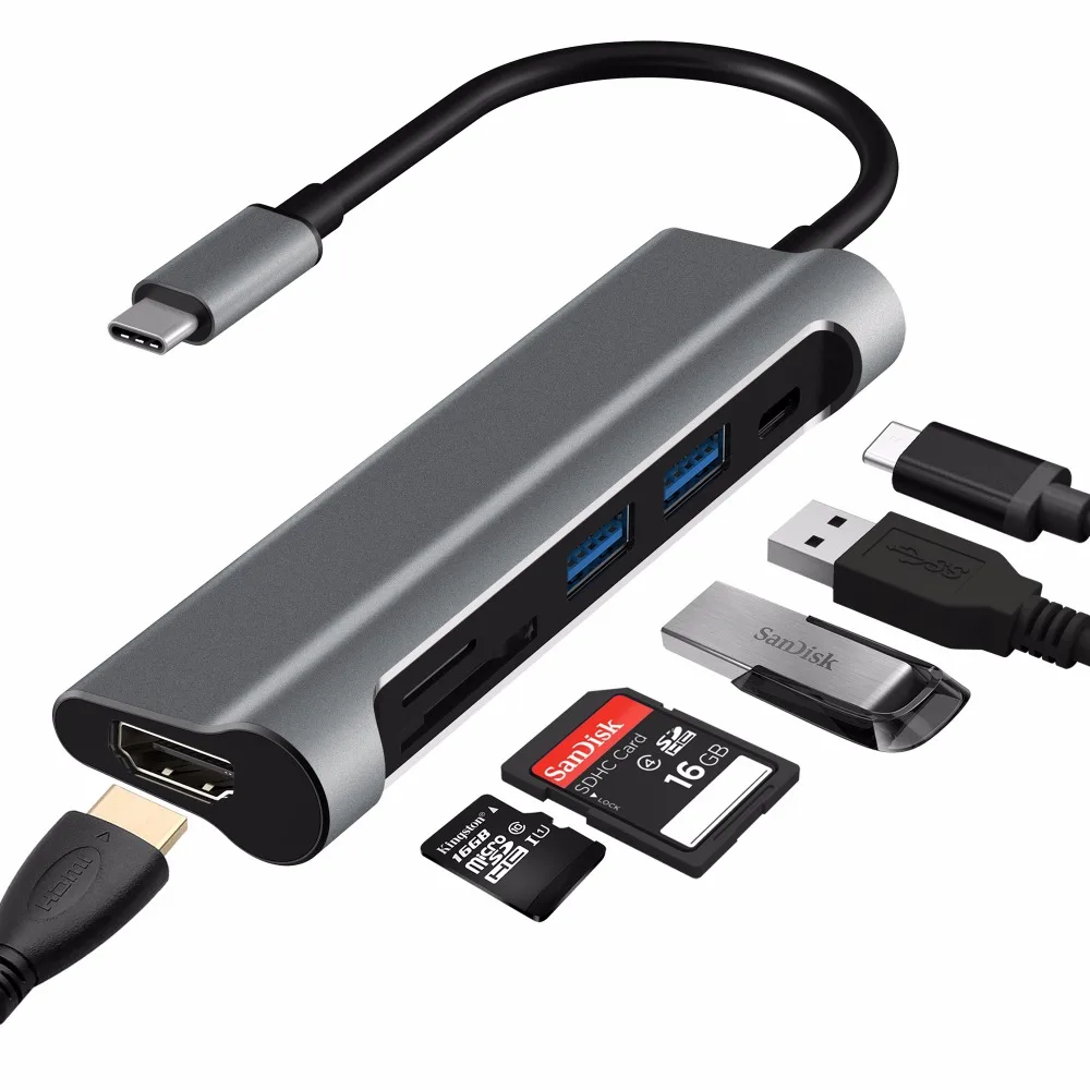 USB HUB Type C to USB 3 0 HDMI Card Reader PD Charging for MacBook Samsung