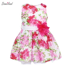 2017 summer children clothing for brand domeiland cute kids girls sleeveless cotton Princess Floral print party