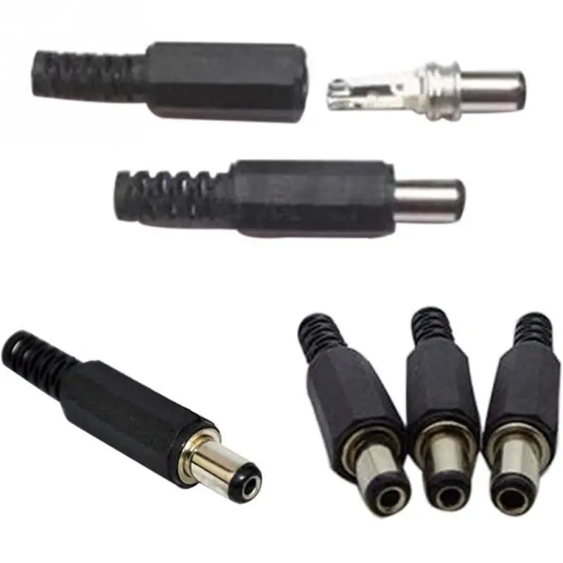 

10Pcs 5.5 x 2.1mm Male Solder DC Power Barrel Tip Plug Jack Straight Connectors Adapter