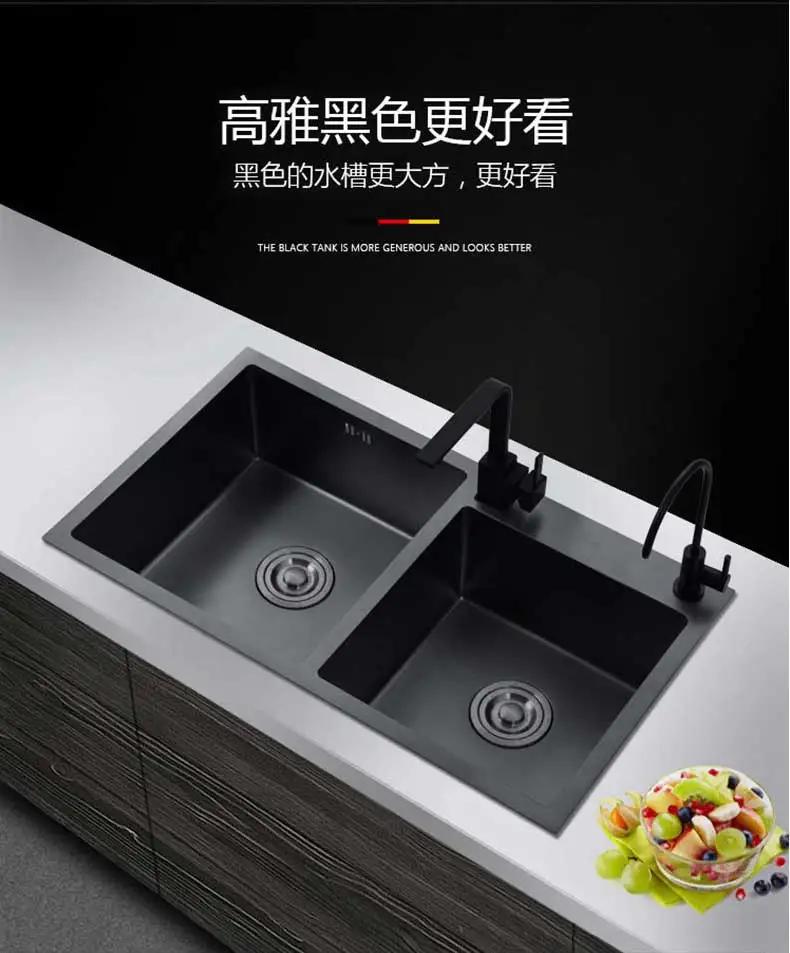 不锈钢水槽_手工不锈钢水槽双槽厨房洗菜盆纳米洗碗池台下黑色双槽---阿里巴巴_21