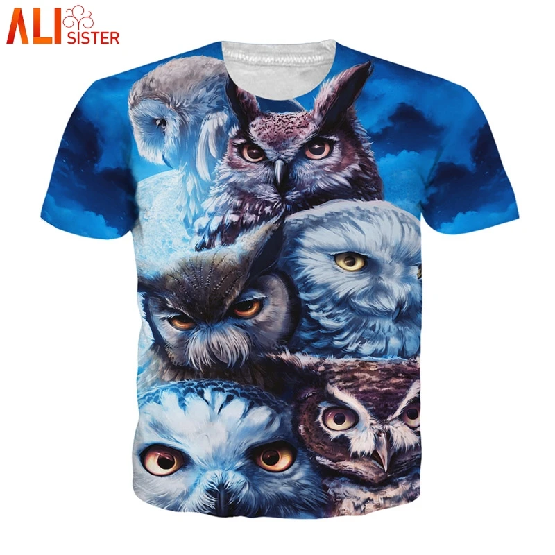 Alisister Animal Camiseta 3d águila León Lobo búho estampado verano Camisetas hombres mujeres talla grande Camiseta Homme Camiseta Dropship