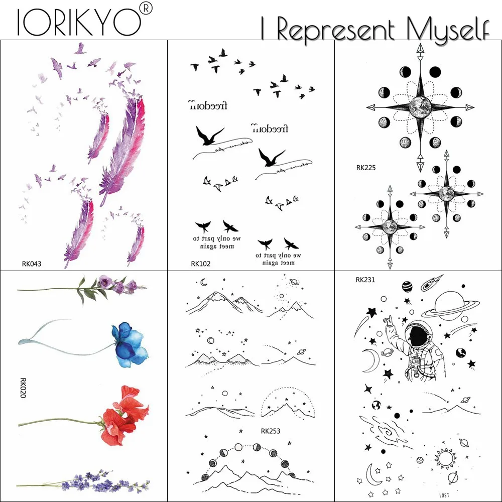 Маленькие гаджеты IORIKYO женские тату наклейки перьевые птицы искусство временные