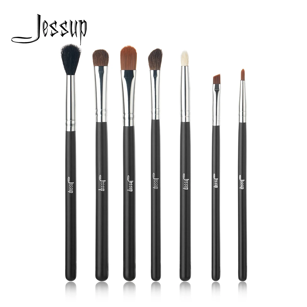 

Professional 7pcs Black/Silver Jessup Brand Makeup Brushes Set Beauty Eyeshadow Concealer Blending Cosmetics Make up Tools Kit