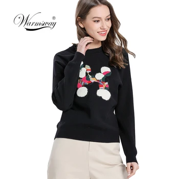 

Warmsway Sueter Mujer 2020 New Autumn Sweater Women Preppy College Pullover For Girl Long Sleeve Black Knitted Jumper C-378