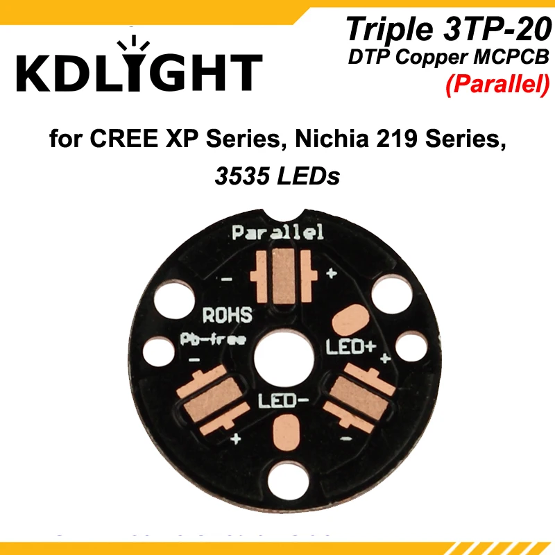 KDLITKER тройной 3TP-20 DTP медный MCPCB для Cree XP серии/Nichia 219 серии/3535 светодиодов-параллельные или индивидуальные(5 шт