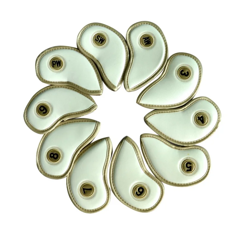 10 Pcs جولف الحديد غطاء رأس غطاء رأس مع إغلاق سميكة بو الجلود نادي رؤساء غرامة نادي الغولف غطاء