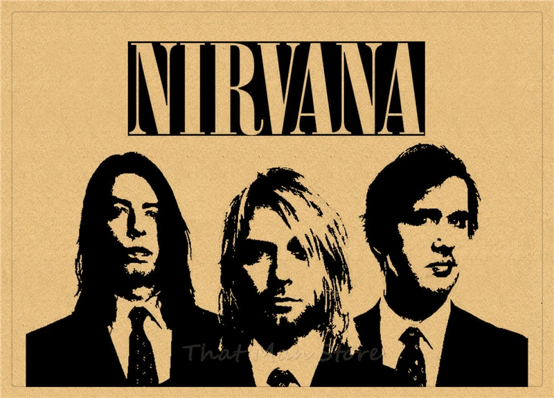 ВИНТАЖНЫЙ ПЛАКАТ Nirvana Kurt Cobain dormitory крафт-рок-оркестр декоративная живопись постер ретро-плакат/40*30 см - Цвет: Тёмно-синий