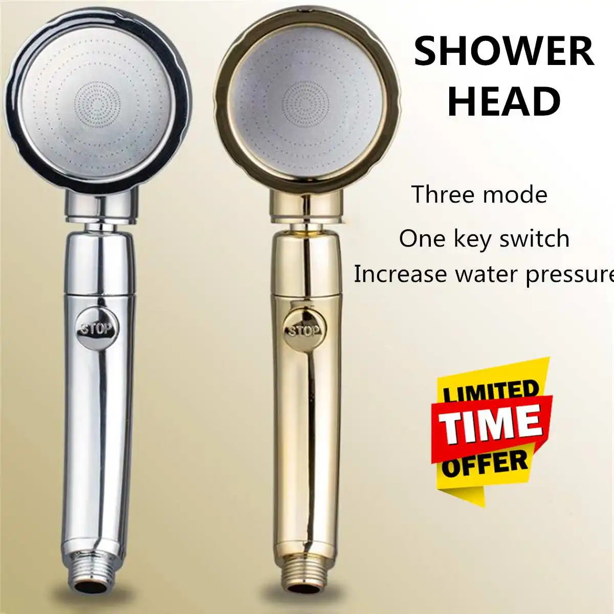 

360 degree rotatable 3 Modes Handheld shower head with Water Control Button High-pressure water-saving Rain shower watering