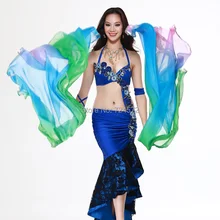 Танец живота шелковая вуаль танец реквизит полукруг градиент двойной пряжи шарф SJ010 комбинезон 215* 130 см