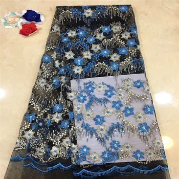 

French Lace High Quality African Tulle Lace Fabric 2018 Sequins Fabric For Nigerian Party Dress African Lace A1172-2