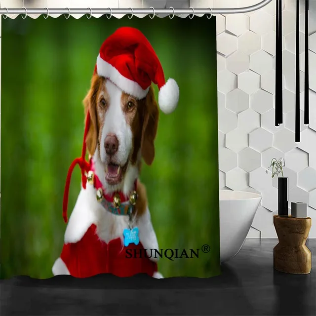 New Bathroom Curtains dog Christmas Shower Curtain Customized Shower
