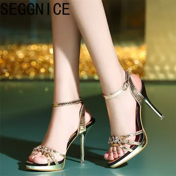 

Women High-heeled Sandals Slim Heels Open-toed High-heeled Shoes Diamond Party Date Shoes Spring Summer 2019 Fashion Ladies Work